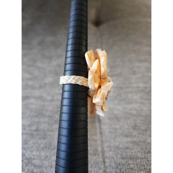 Tahitian Handmade Shell Coral Ring French Polynesia Style Sz 9 StatementPiece 2" - Picture 4 of 6